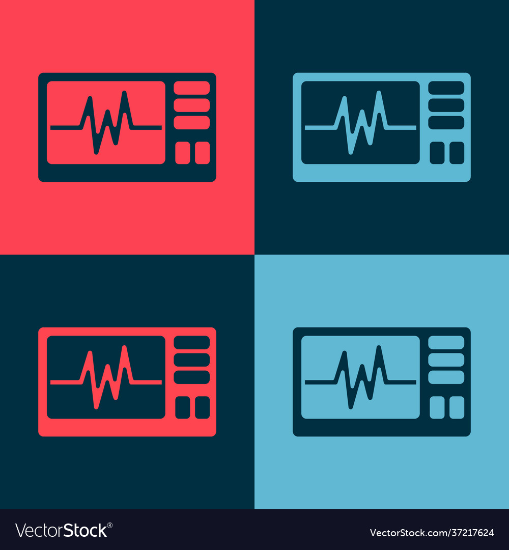 Pop art computer monitor with cardiogram icon vector image Pop art computer monitor with cardiogram icon