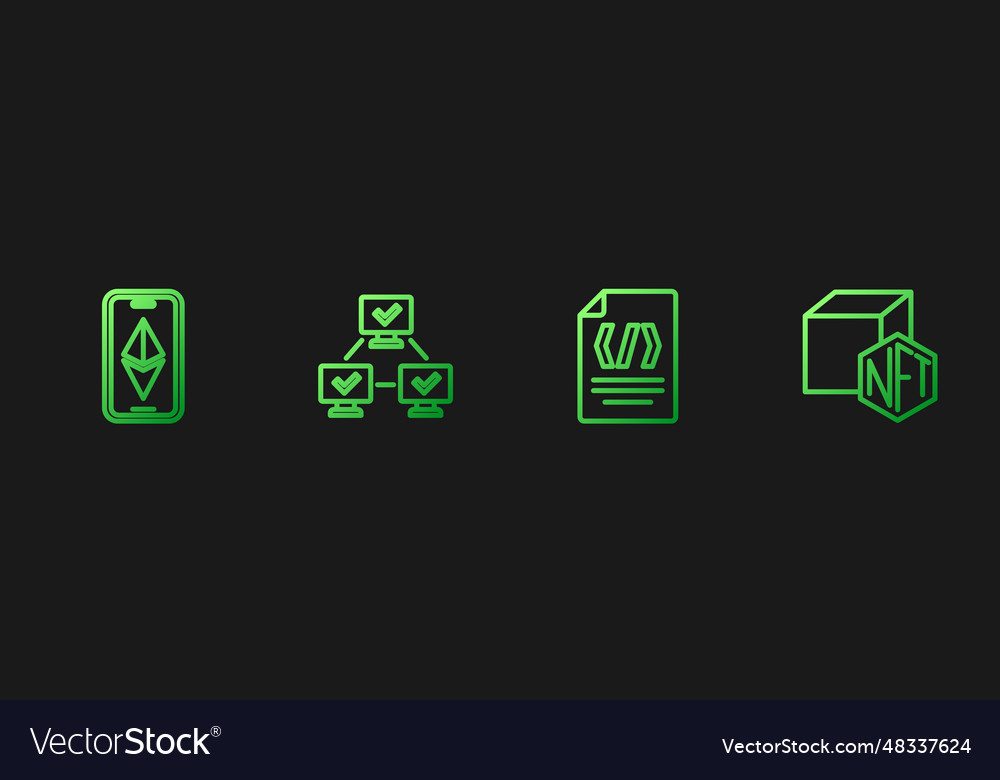 Set line binary code ethereum eth nft blockchain vector image Set line binary code ethereum eth nft blockchain