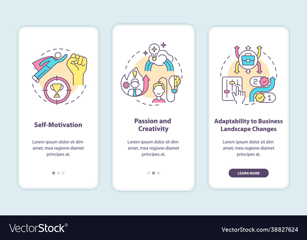 Startup launch requirements onboarding mobile app vector image Startup launch requirements onboarding mobile app