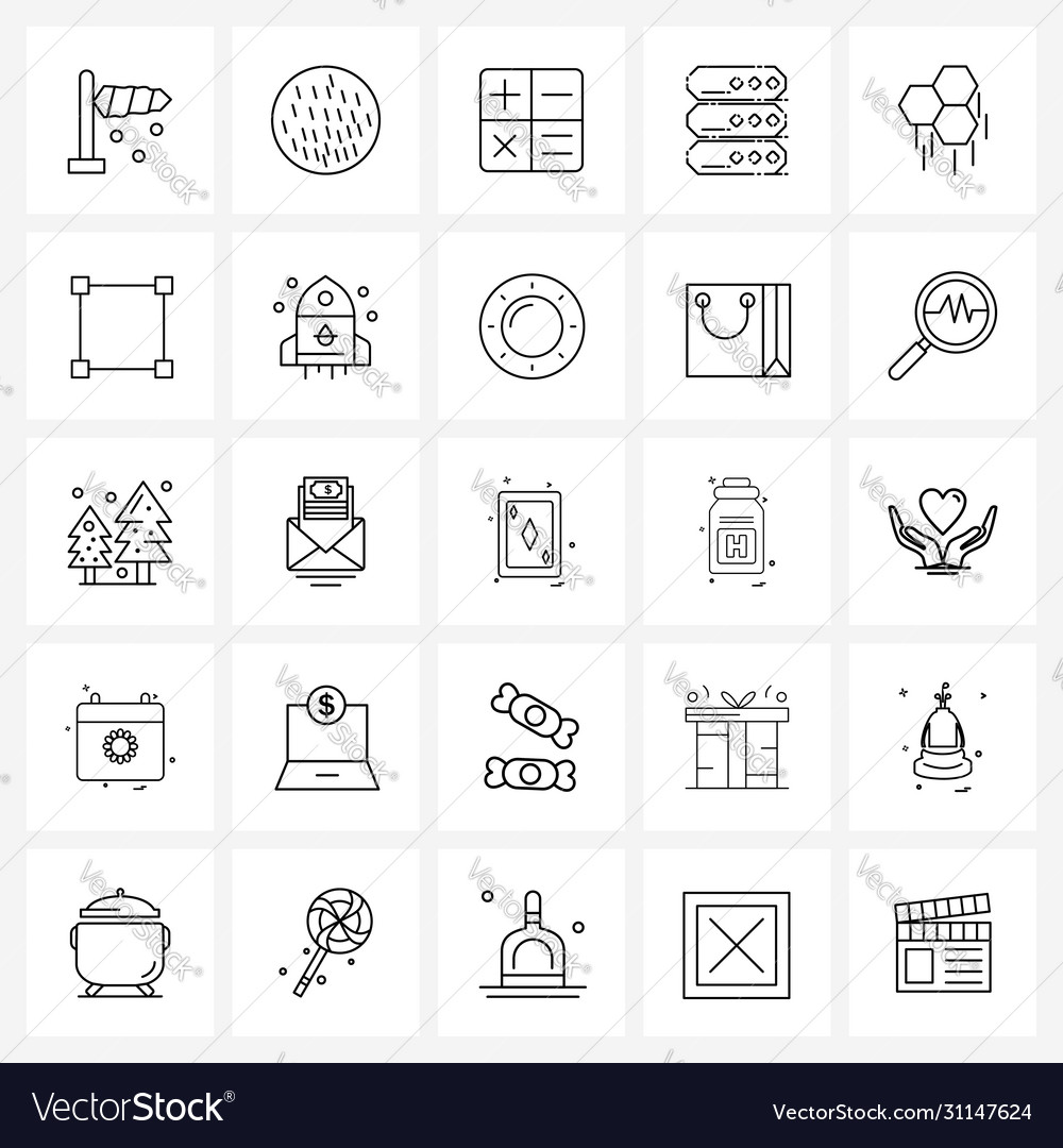 Ui set 25 basic line icons text honey