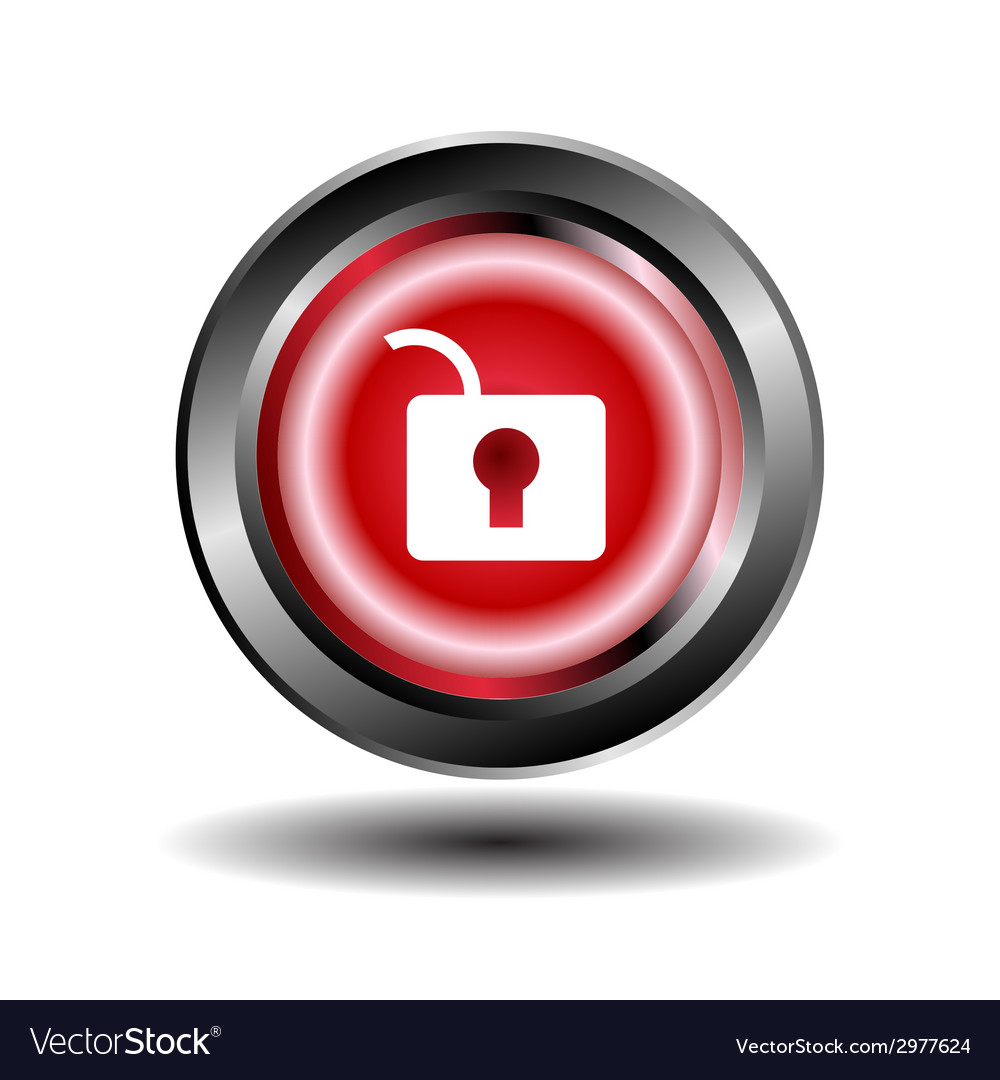 Unlock circular red web button icon