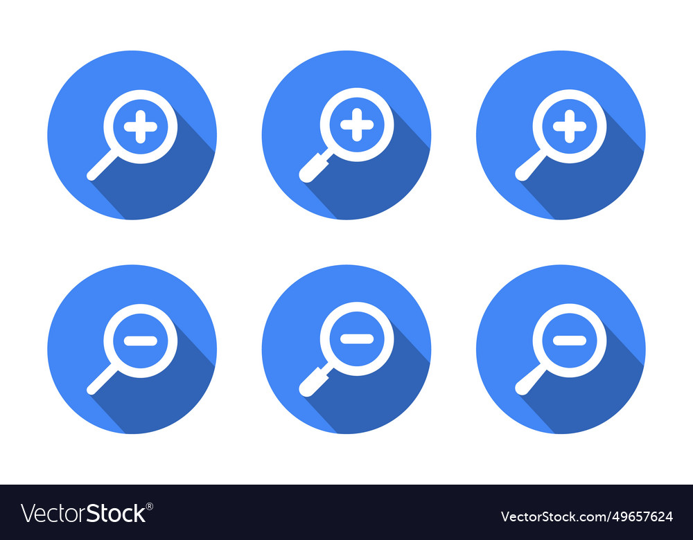 Zoom button icon with long shadow Vector Image Zoom button icon with long shadow