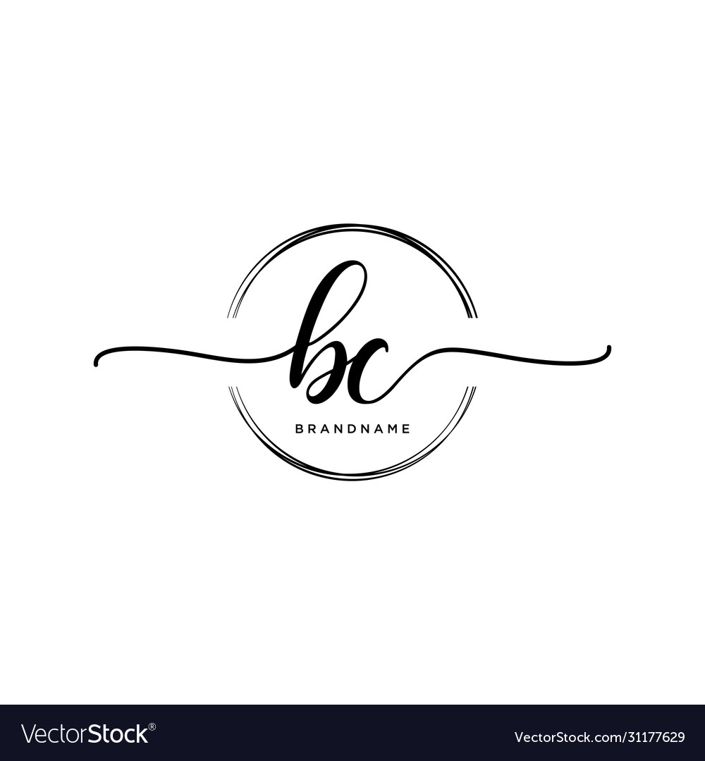 Bc Initial Handwriting Logo With Circle Template Vector Image