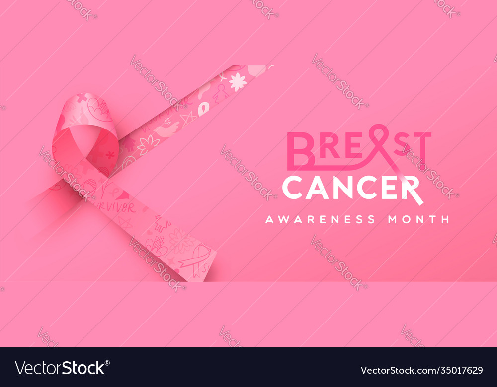 Breast cancer awareness 3d pink silk ribbon Vector Image