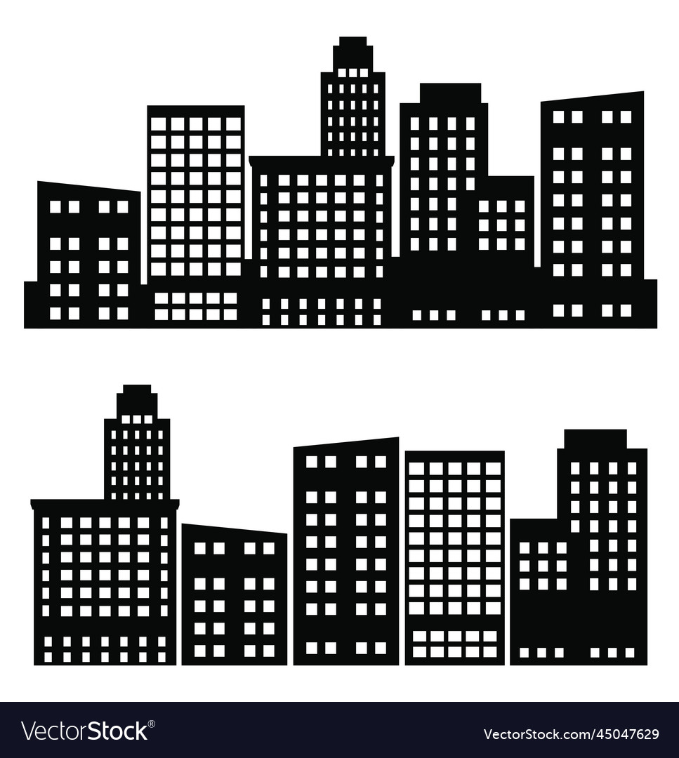 Building set of a silhouette Royalty Free Vector Image