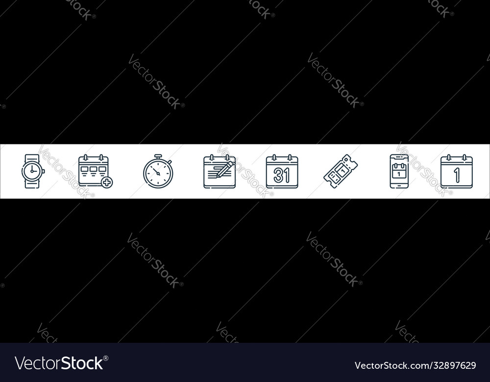 Calendar and date line icons linear set quality