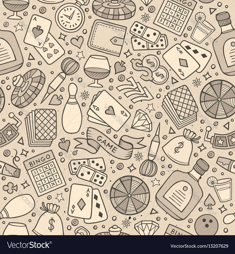 Premium Vector Hand drawn game seamless pattern, drawn game