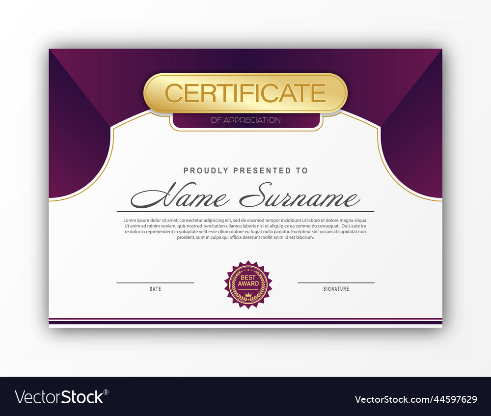 Certificate the template of form