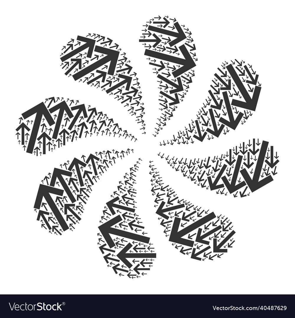 Cw arrow rotation icon curl flower shape vector image Cw arrow rotation icon curl flower shape