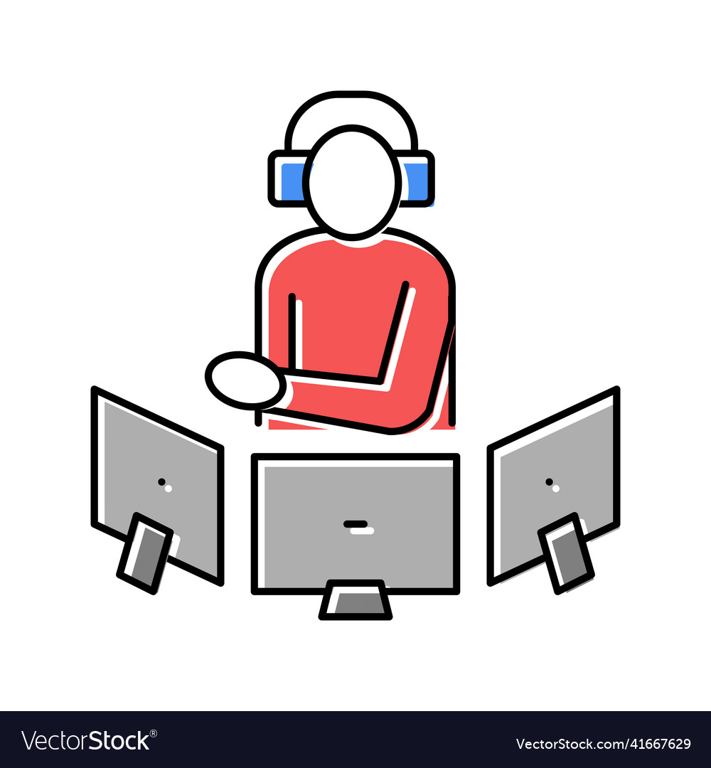 Dispatcher controlling flight way color icon vector image Dispatcher controlling flight way color icon