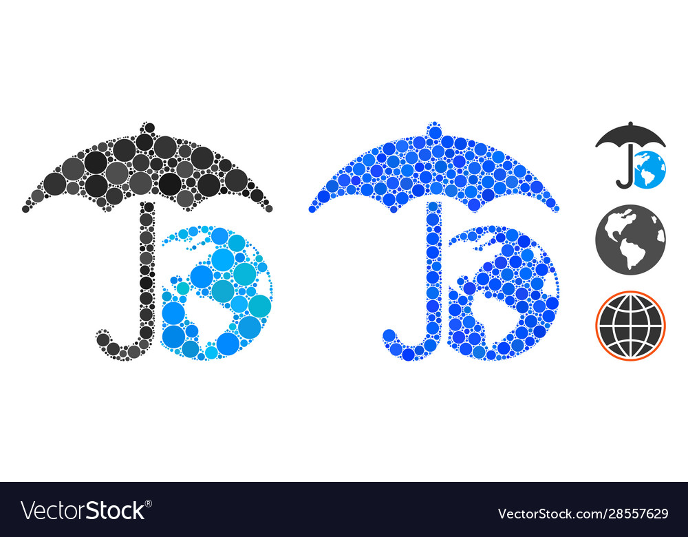 Earth umbrella mosaic icon spheric items