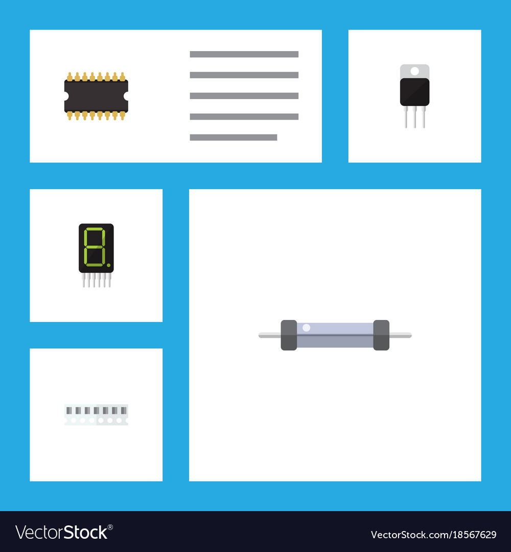 Flat icon appliance set of microprocessor