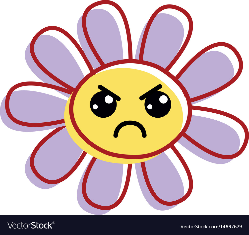 Flower angry cheeks and close eyes Royalty Free Vector Image