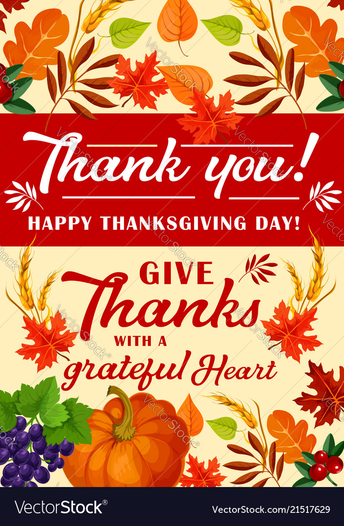 Greeting Card For Happy Thanksgiving Day Vector Image