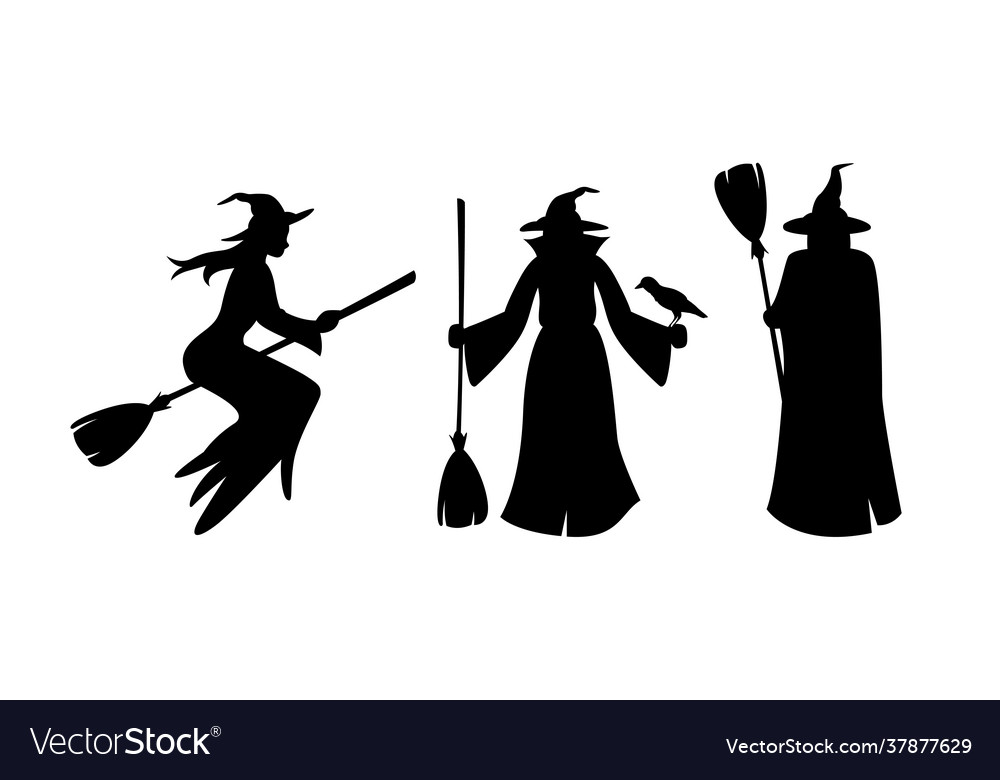 Halloween silhouettes holiday elements on white