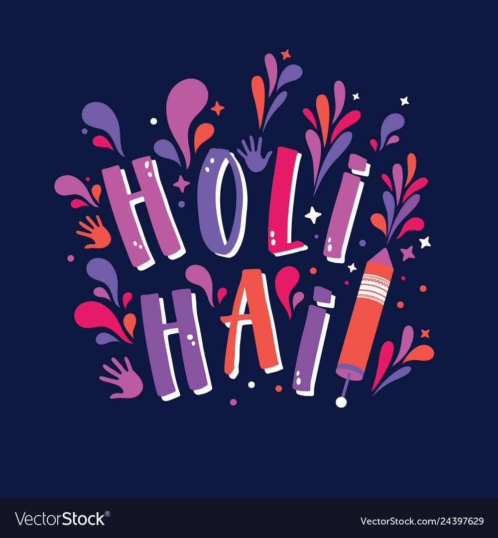 Happy holi sign with colorful hands Royalty Free Vector