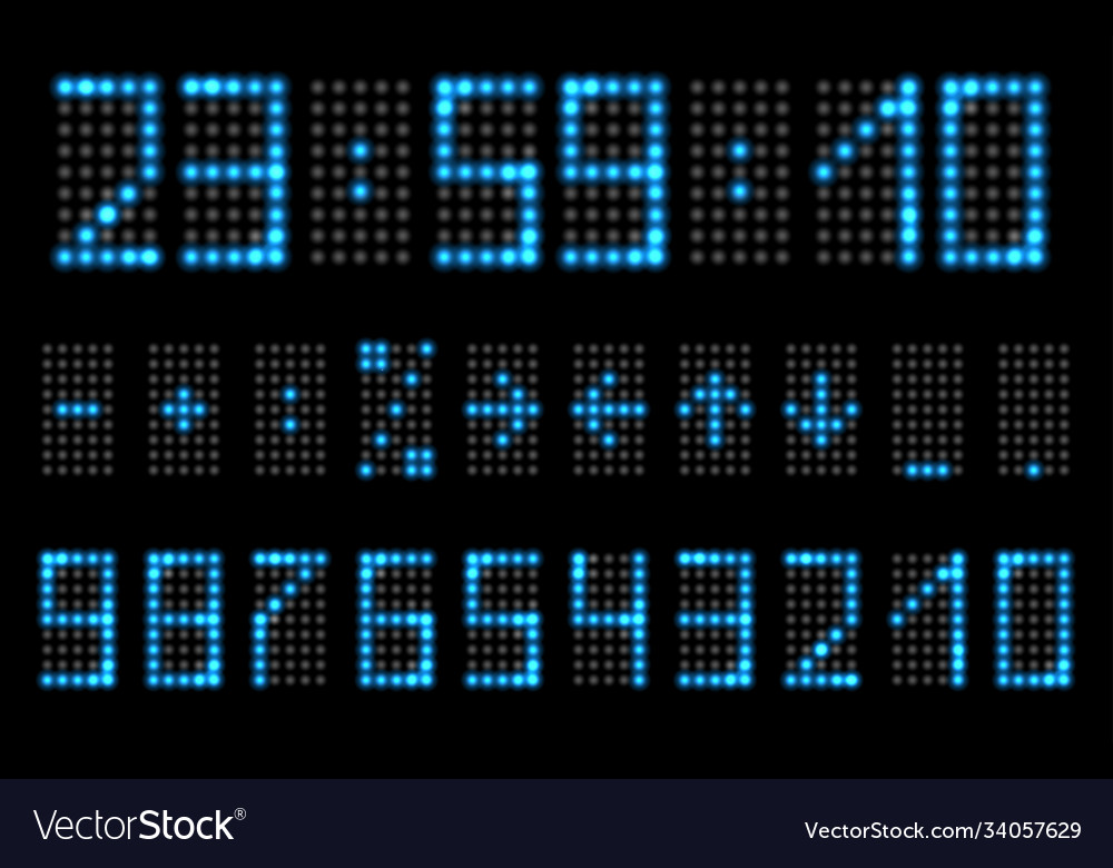 Led numbers with blue neon glowing effect digital