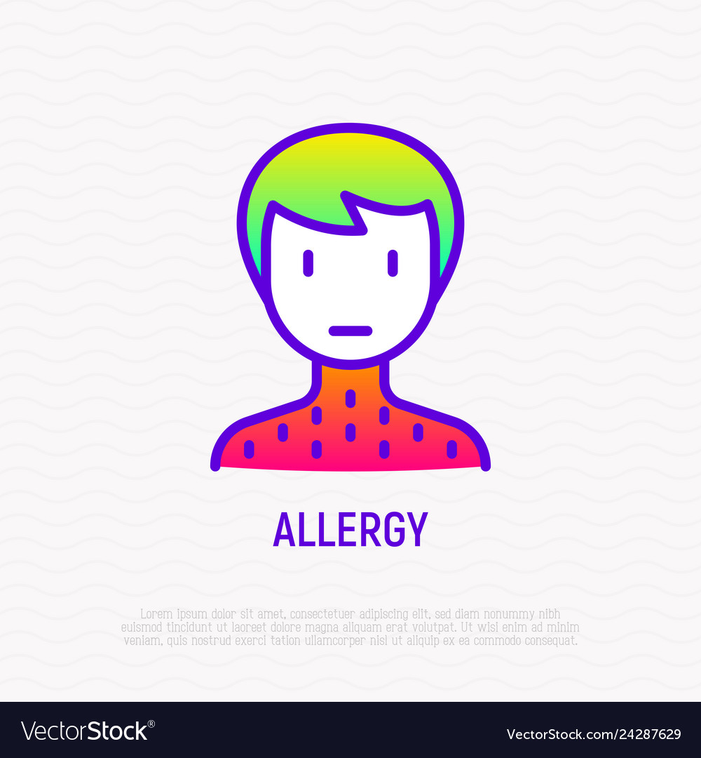 Man with rash thin line icon