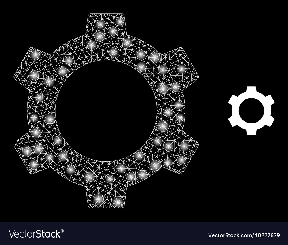 Mesh web cog with shiny carcass dots vector image Mesh web cog with shiny carcass dots