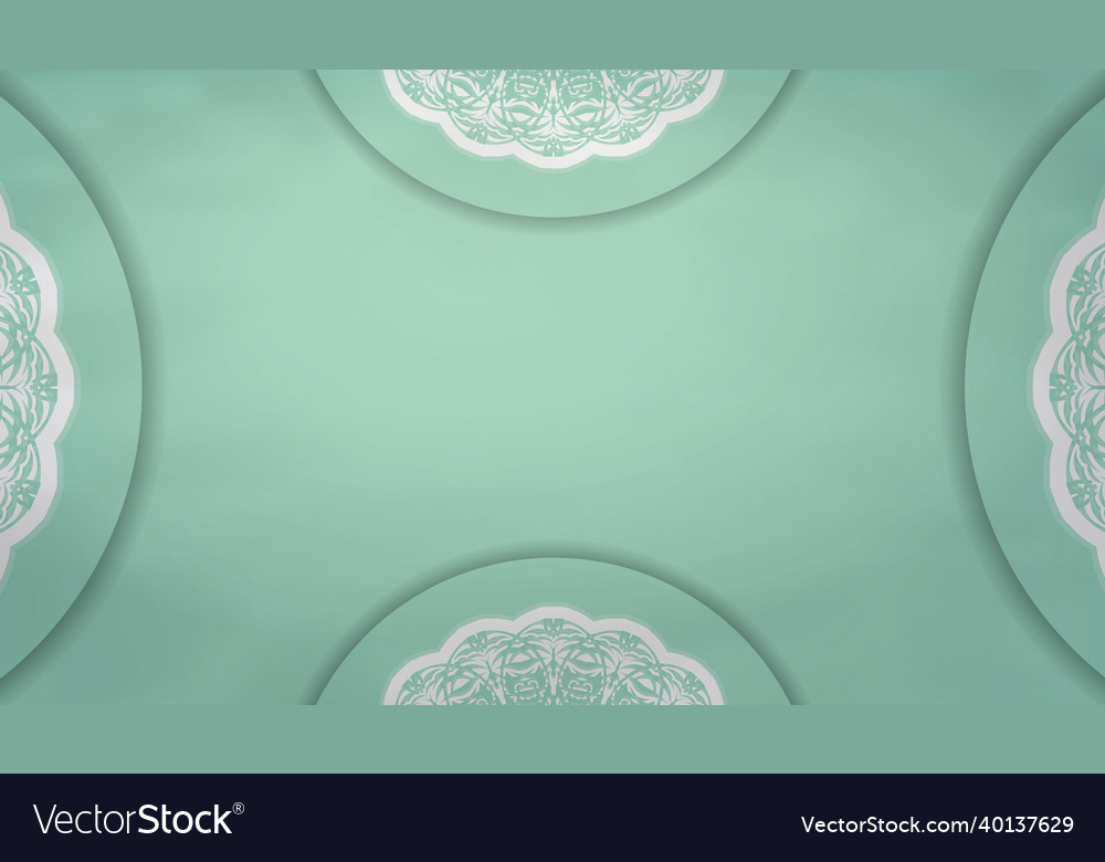 Mint color background with indian white pattern Vector Image Mint color background with indian white pattern