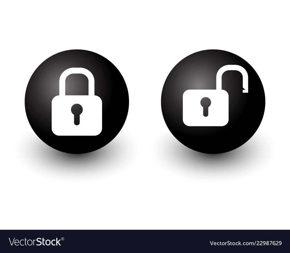 Padlock locked and unlocked lock web circle