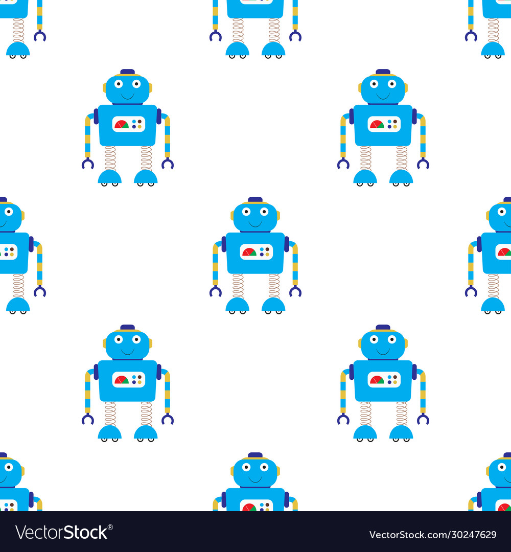 Seamless pattern background with cartoon robots Vector Image Seamless pattern background with cartoon robots