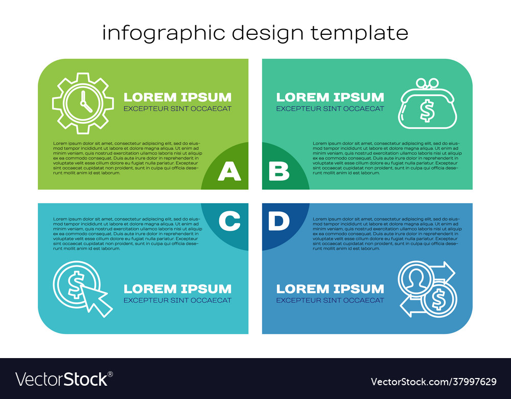 Set line cursor and coin time management job vector image Set line cursor and coin time management job