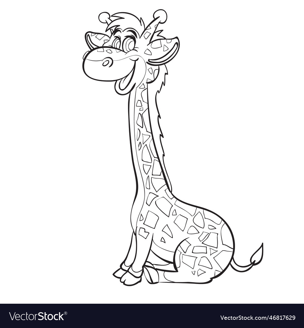 Sketch cute giraffe sitting on its hind legs