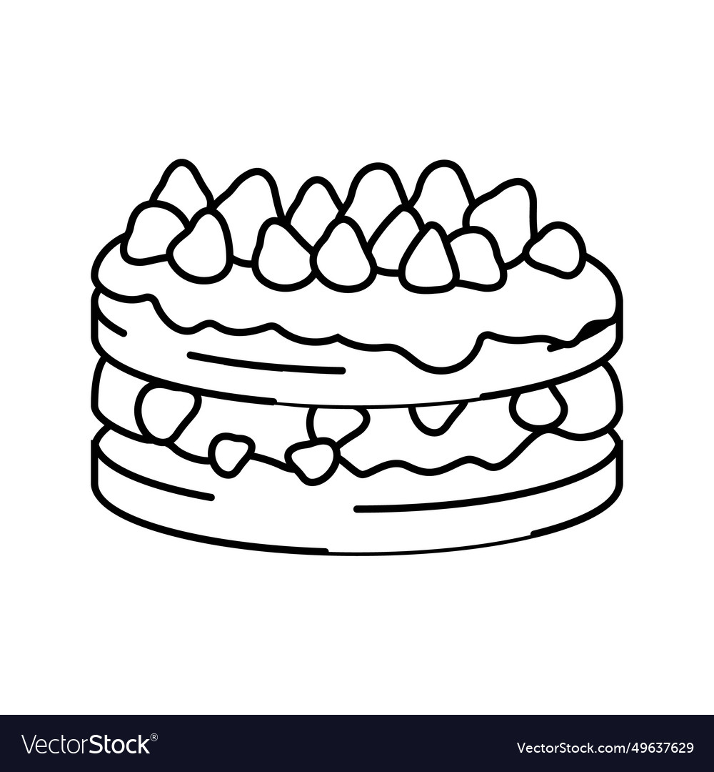 Strawberry shortcake sweet food line icon Vector Image