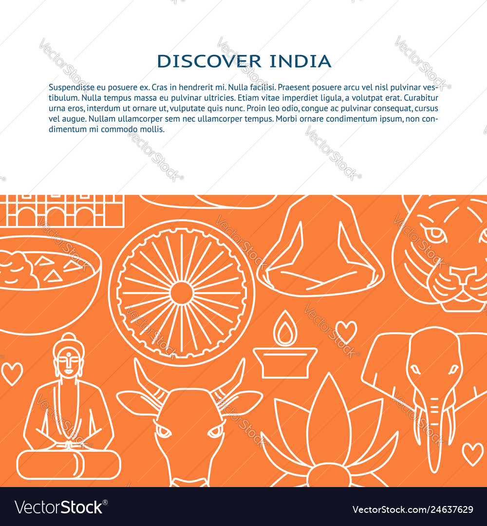 Visit india concept banner template in thin line