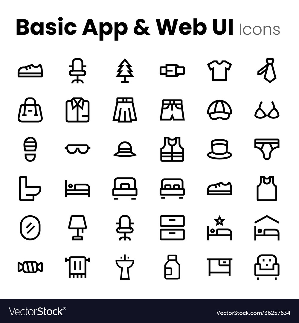 Basic line icon set for web and mobile