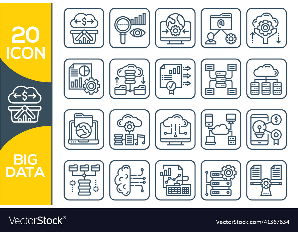 Big Data Analysis Line Icons