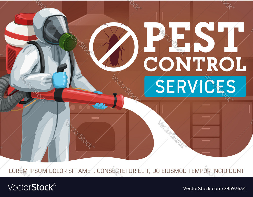 Exterminator spraying insecticide pest control Vector Image