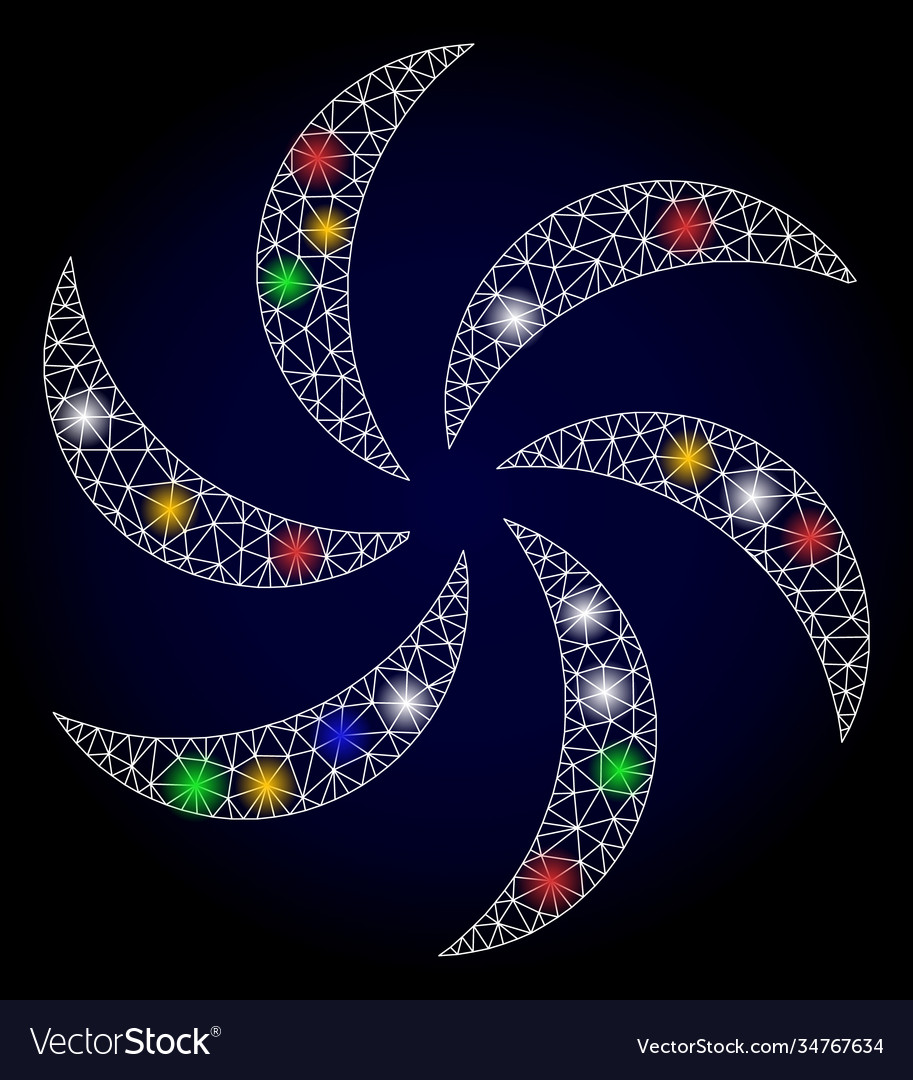 Glossy network turbine rotation with colored glare vector image Glossy network turbine rotation with colored glare
