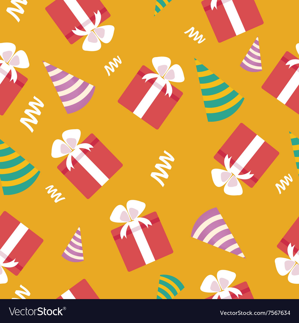 Happy birthday seamless pattern with presents