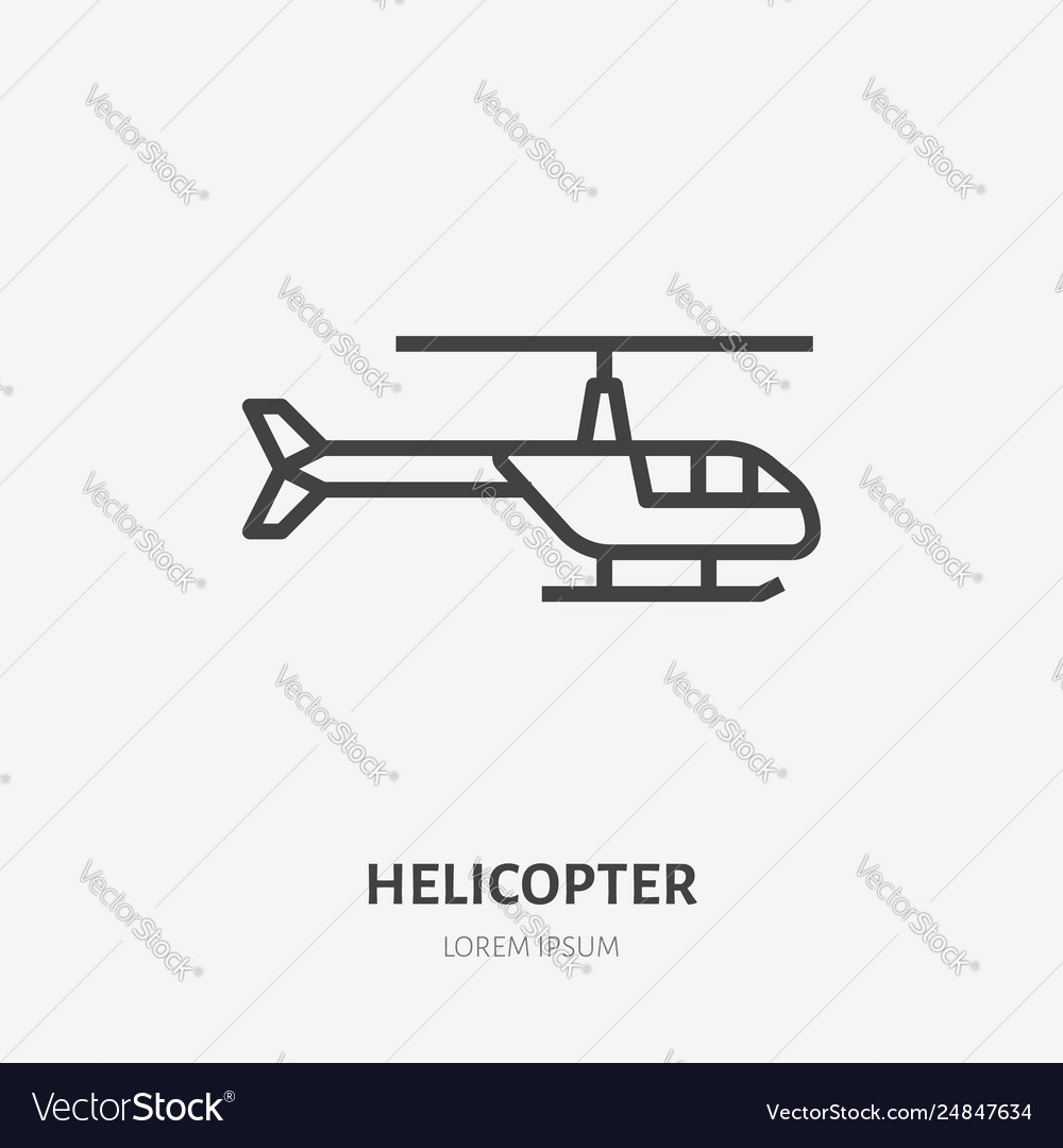 Helicopter Line Icon - Rotorcraft