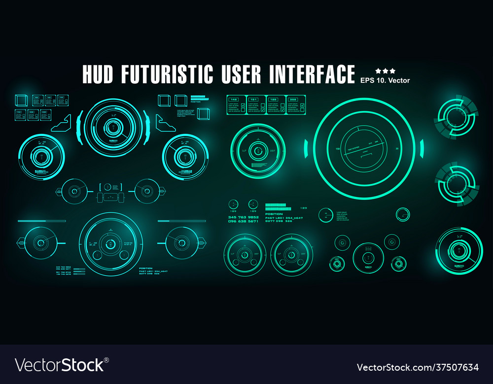 Hud futuristic green user interface dashboard vector image Hud futuristic green user interface dashboard