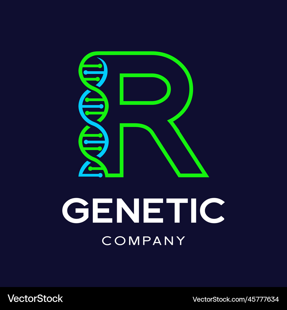Letter r genetic dna logo template design Vector Image