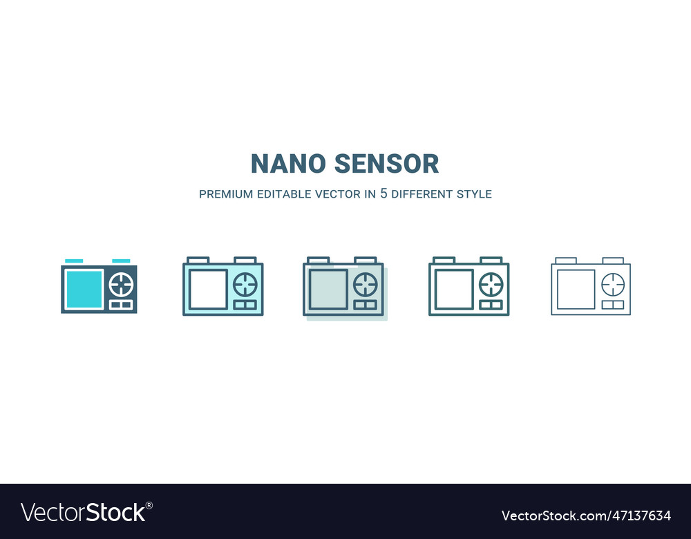 Nano sensor icon in 5 different style outline