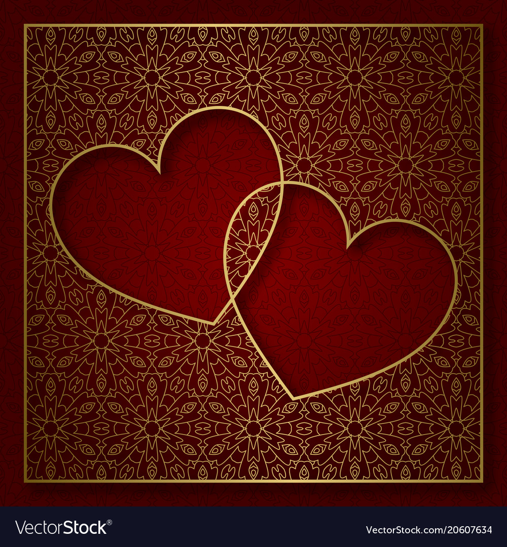 Romantic patterned background with frame of two vector image Romantic patterned background with frame of two