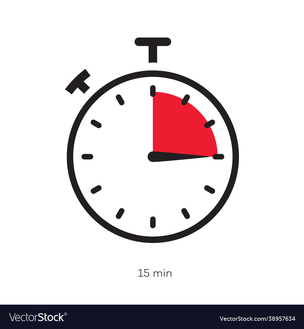 Timer 15 minutes symbol color style Royalty Free Vector