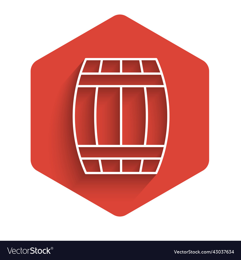 White line wooden barrel icon isolated with long