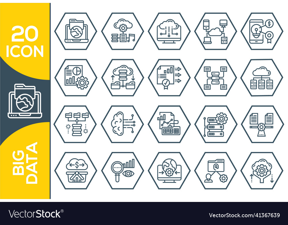 Big data line icons set of analysis related Vector Image Big data line icons set of analysis related