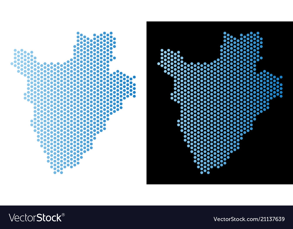 Burundi map hexagonal scheme vector image Burundi map hexagonal scheme