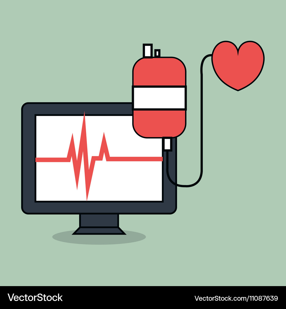 Computer with medicine icon Royalty Free Vector Image