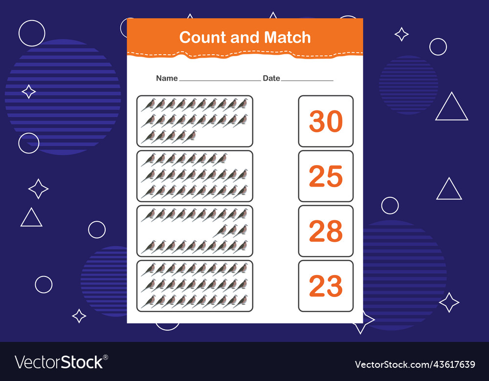 Count and match with the correct number how Vector Image Count and match with the correct number how