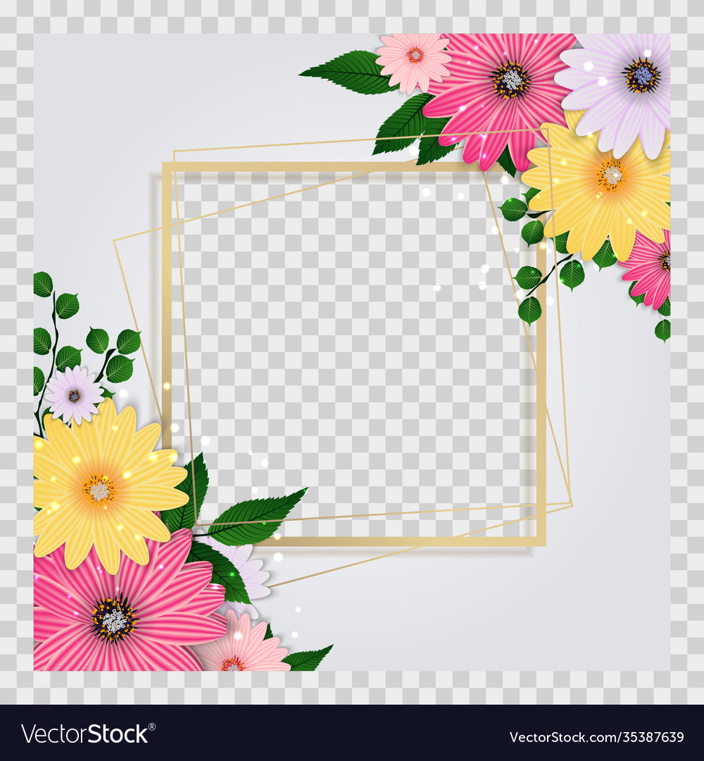 Cute background with frame and flowers collection