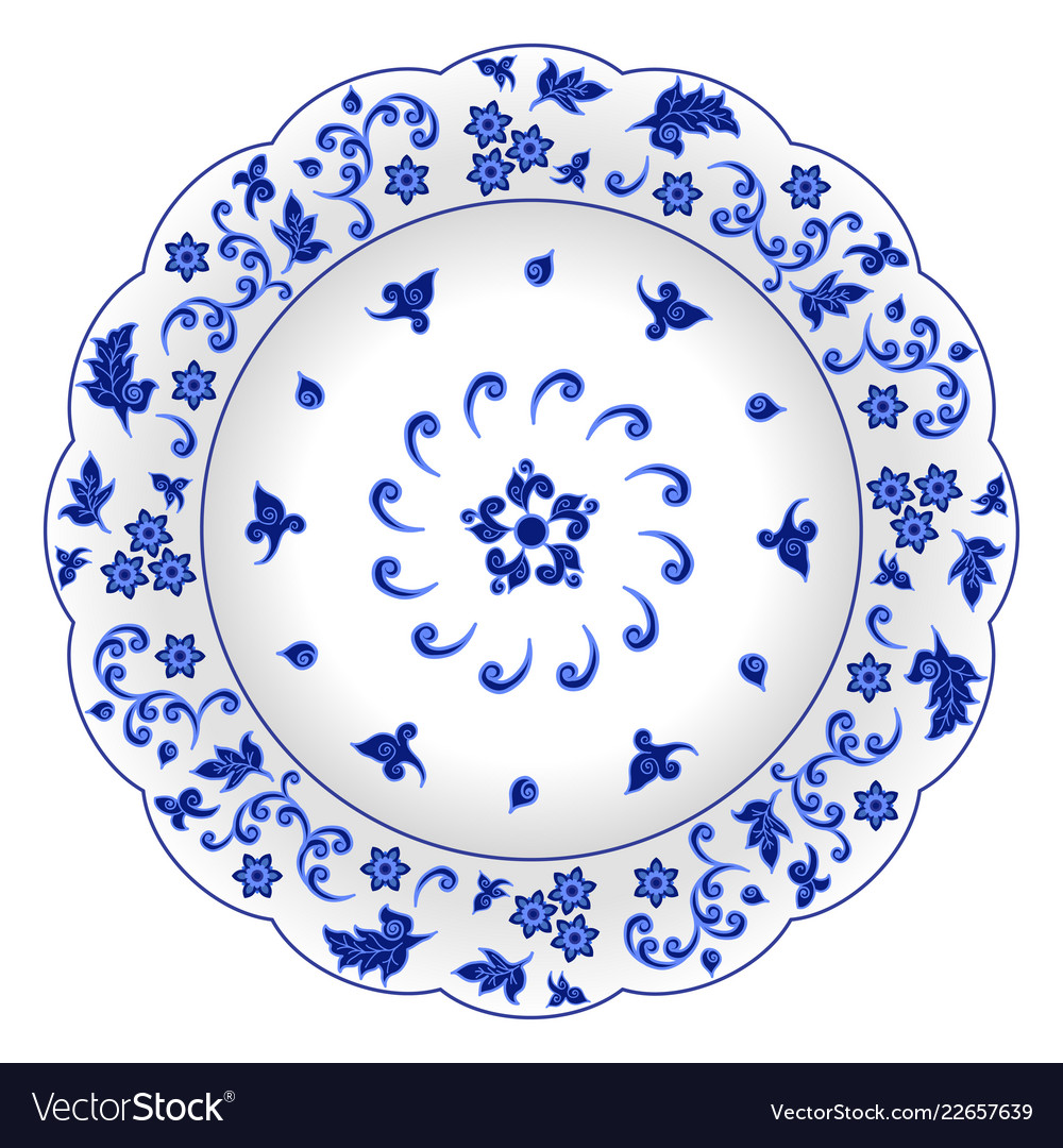 Decorative porcelain plate Royalty Free Vector Image