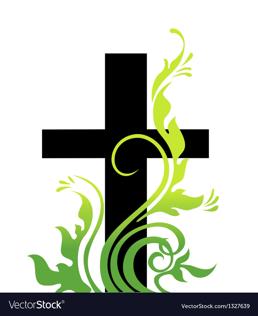 Easter cross and grass Royalty Free Vector Image