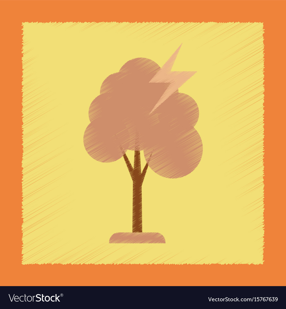 Flat shading style icon lightning tree